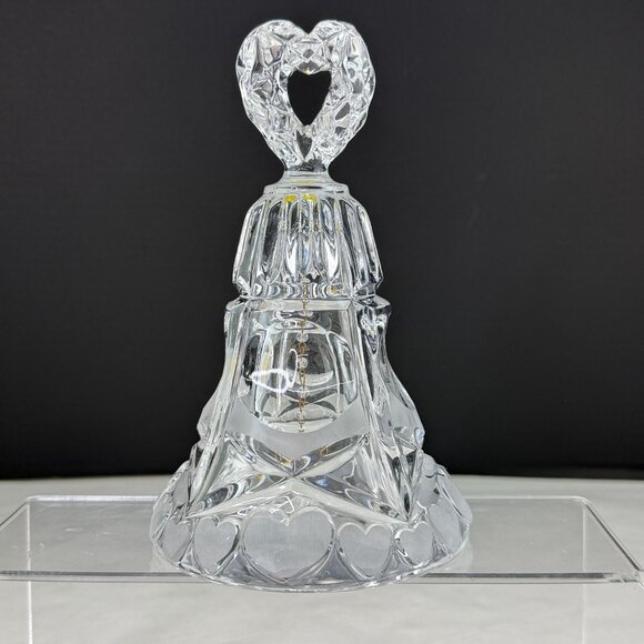 Vintage Hofbauer Echt Bleikristall Hand-Cut Lead Crystal Bell With Heart Handle - Picture 3 of 9